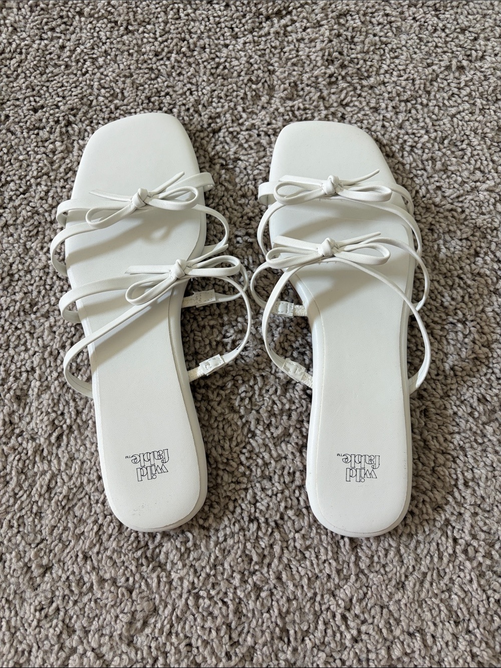 wild fable White Strappy Bow Square-Toe Sandals